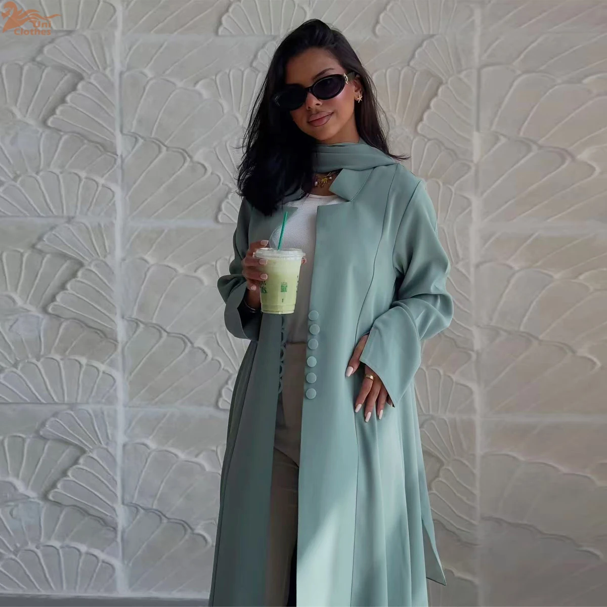 

2026 Новая исламская одежда Элегантная передняя открытая Абая и шифоновый хиджаб 2-х предметный комплект Абая для мусульманских женщин Рамадан Абая Ид