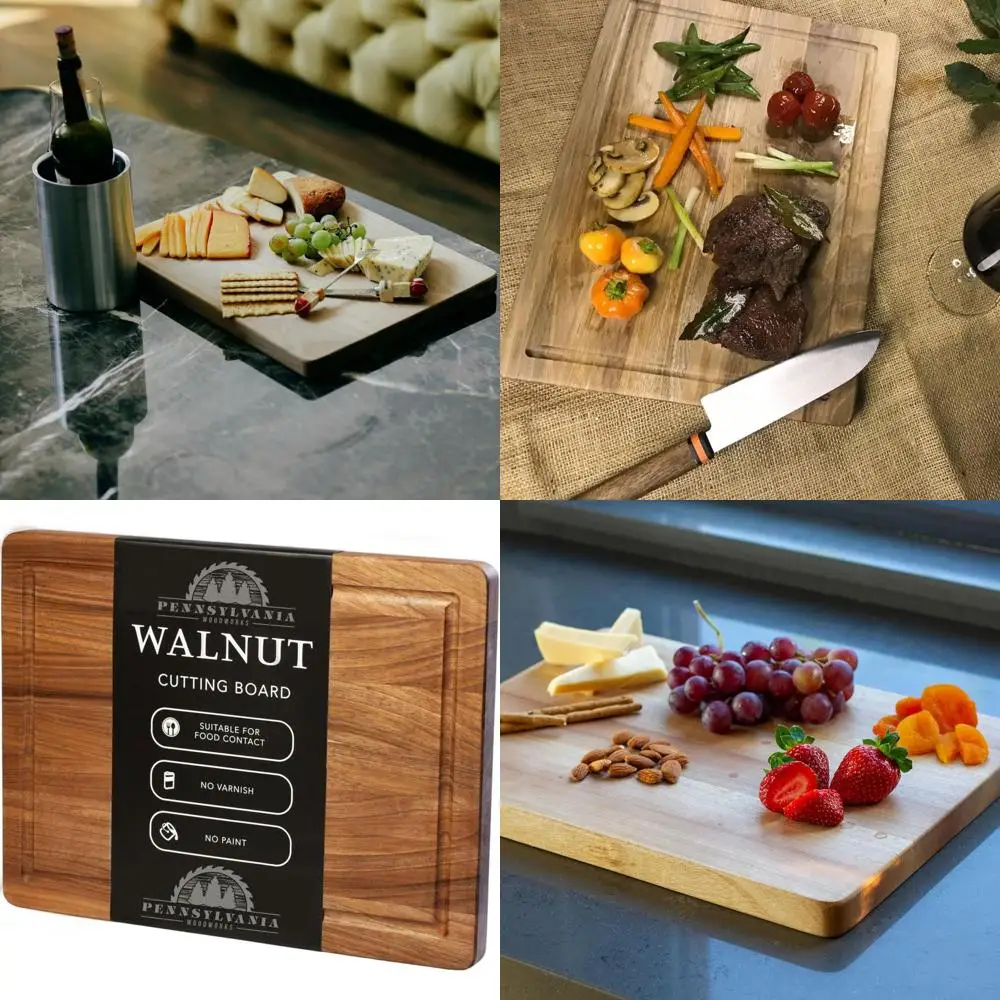 

17x14 Inch Premium US Walnut Wood Cutting Board with Juice Groove, Handcrafted in America