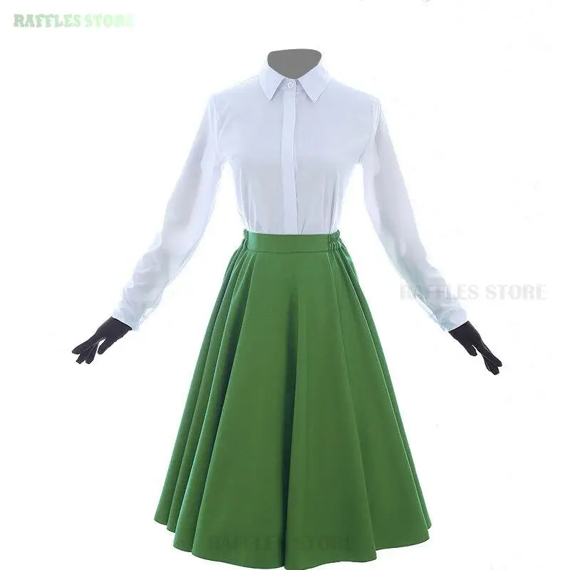 Violet Evergarden Cosplay Customized Green Suit Wigs Elegant Anime Cosplay Dress Wig Shoes Halloween Carnival Prom Skirt Party