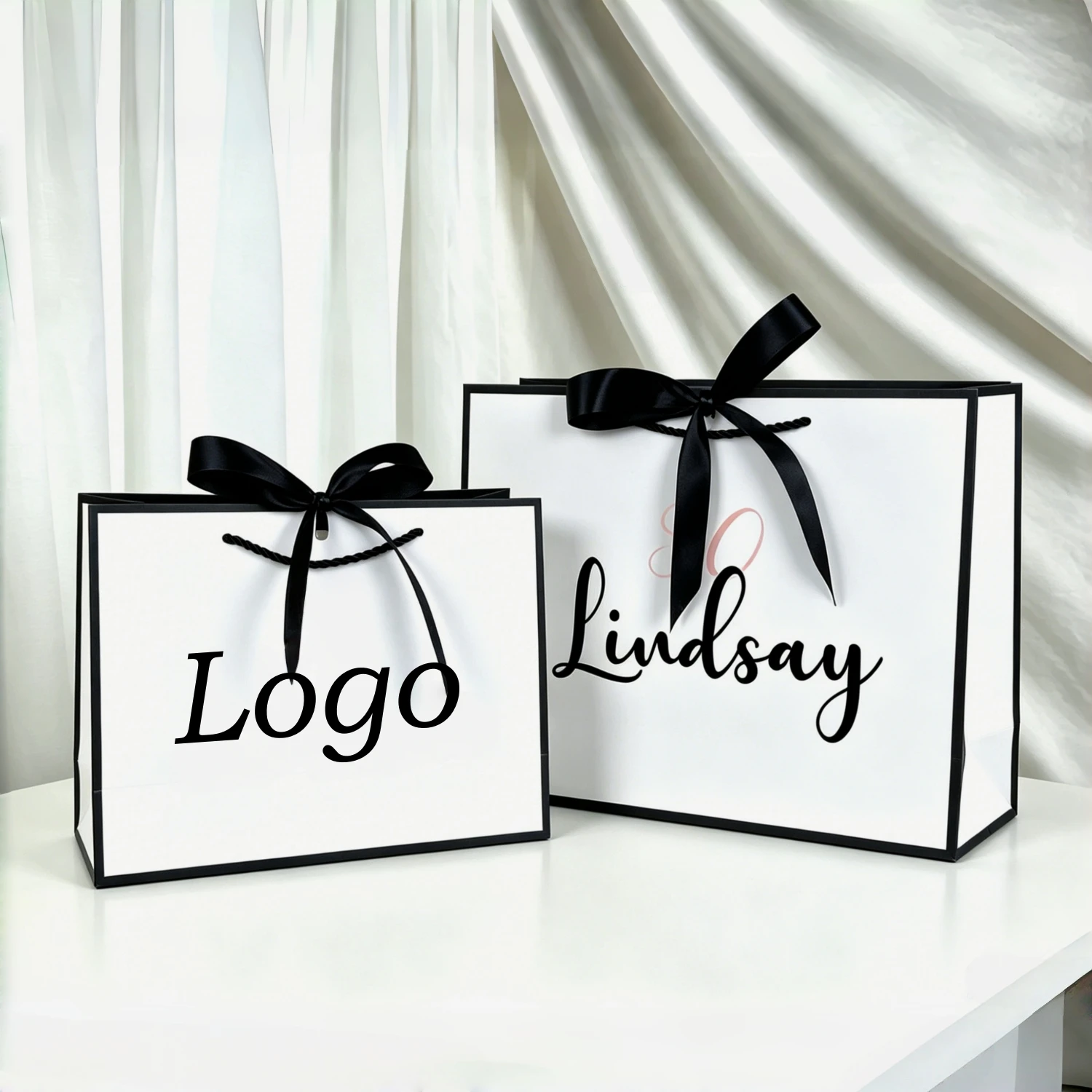 50X Custom Logo Gift Bags Box Packaging Wedding Birthday Packge With Handle Shopping Bags/Boutique/Clothes Small business bag