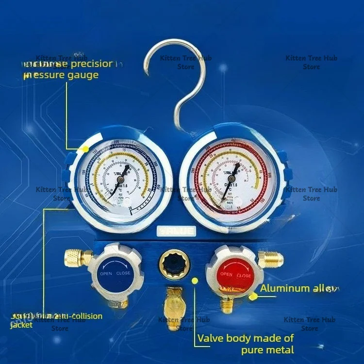 VMG-2-R22-B R410a/R134a/R32 Air Conditioner Fluorine Set Refrigerant Pressure Dual Gauge
