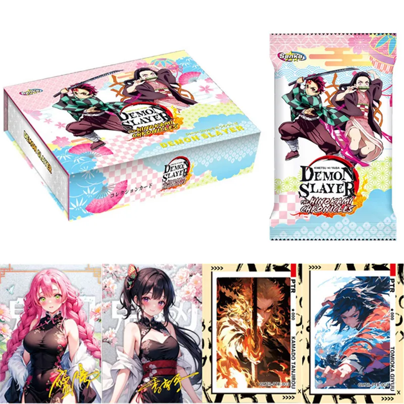 Senka Genuine English Version of Demon Slayer Card Tanjirou Nezuko Rare Anime Character Collection Card Kids Toys Birthday Gift