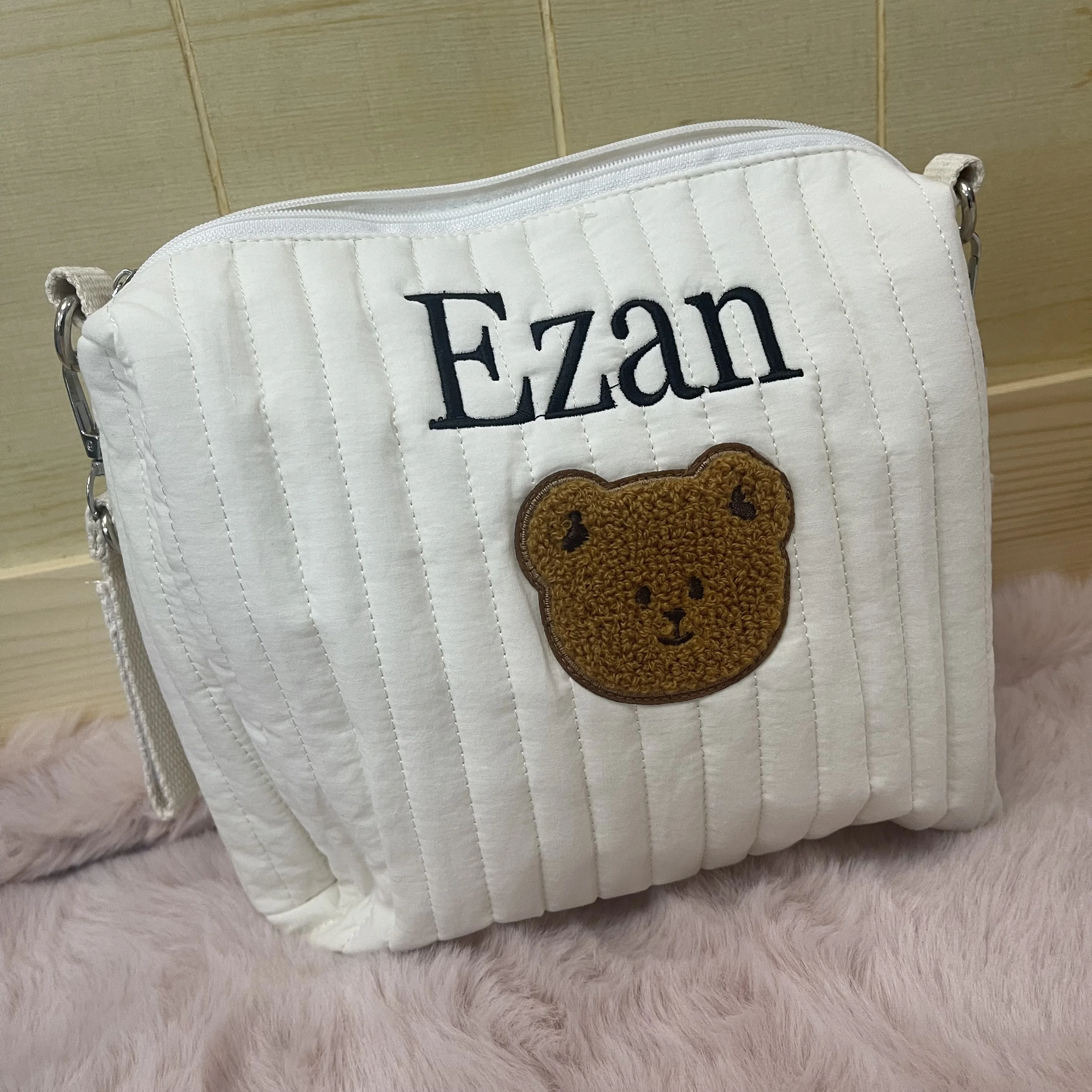 

Baby Carriage Hanging Bag Personalized Name Multifunctional Outdoor Baby Bear Mommy Bag Customized Baby Stroller Storage Bags