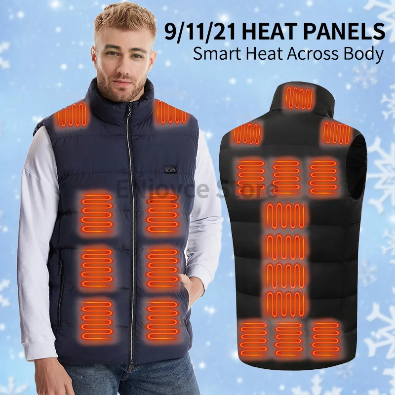 Winter Heated Vest for Men Women Heated Jacket 9/11/21 Heating Zones 3s Quick Heating Warm Outdoor Coat