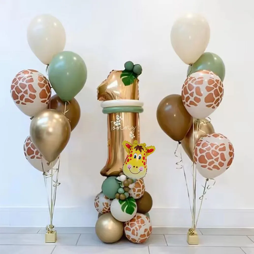 

30Pcs DIY Safari Animals Ballon 32 Inches 1-9th Number Balloons for Kids Boys Birthday Party Wild One Decorations Supplies