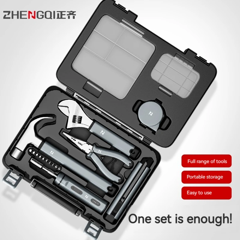 Novo multifuncional conjunto de ferramentas manuais para reparo doméstico alicates fita métrica martelo chave chave de fenda ferragem com caixa de ferramentas