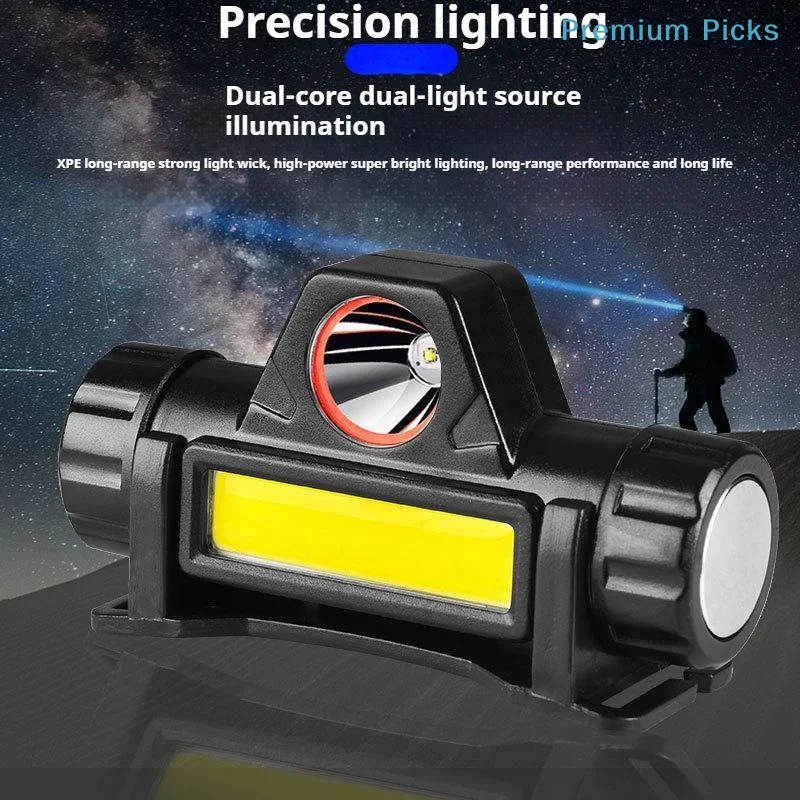 COB LED Headlamp USB Rechargeable Adjustable Head Torch Strong Magnetic Base Waterproof for Outdoor Fishing Night Walking