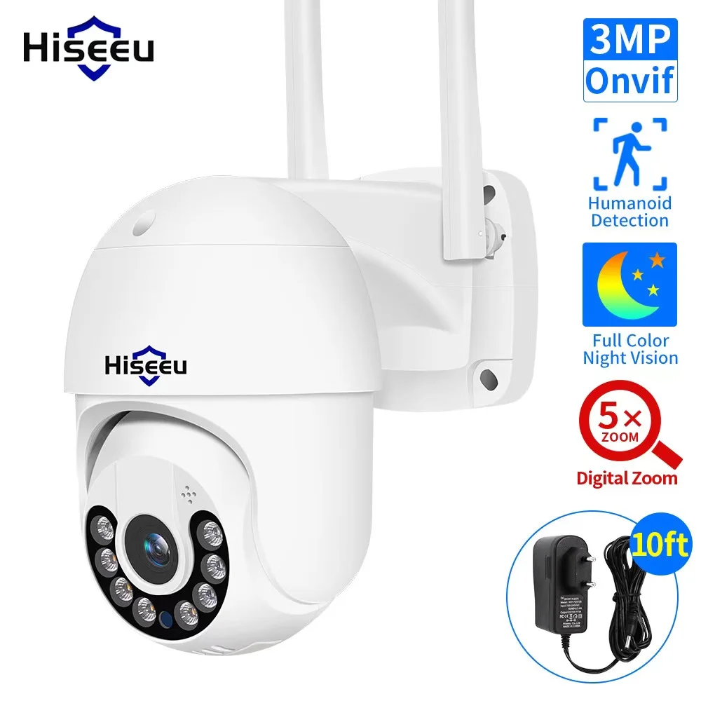 

Hiseeu 1080P PTZ Wifi IP Camera Home 5x Digital Zoom Human Detect Auto Tracking CCTV Surveillance Cam ONVIF, 4K, 8MP, PTZ, WiFi