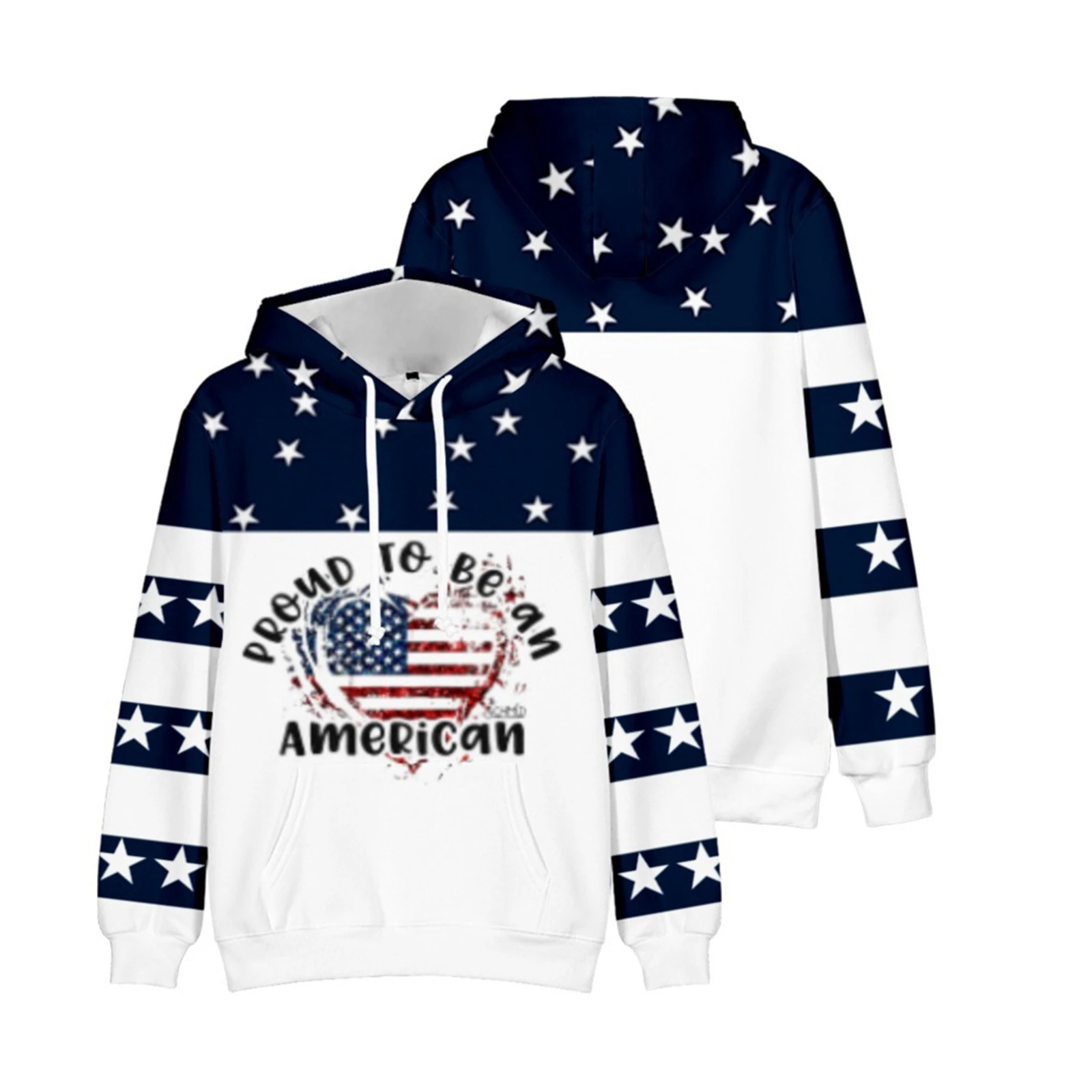 

Unisex USA American Flag Print Hoodie Men's Fashion Casual Hoodie Independence Day Streetwear Personality Tops
