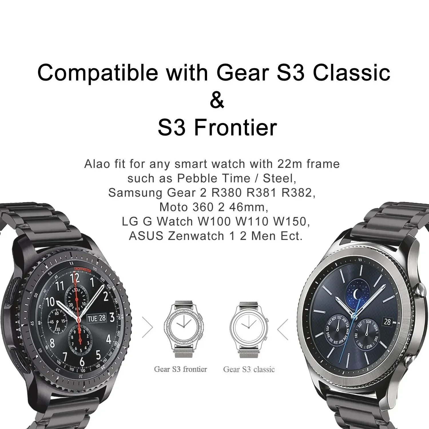 20mm 22mm Metal Strap For Garmin Vivoactive 3 4 5 Band Watch Venu SQ 2 Plus 3 Bracelet Forerunner 645 245 255 265 158 55 Correa