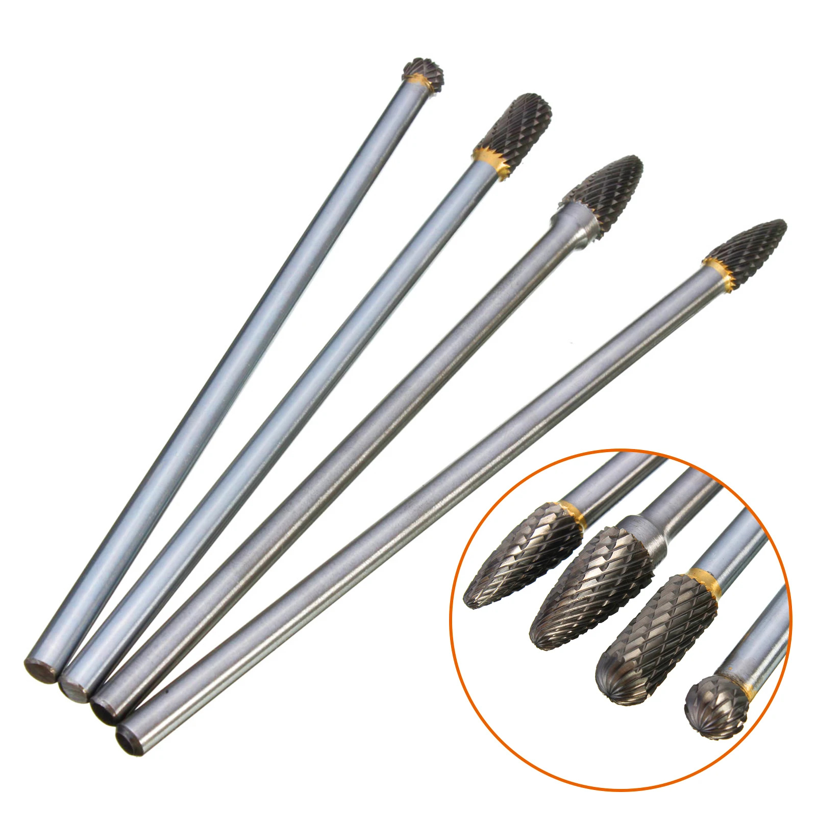 4 шт., вольфрамовая сталь, хвостовик 1/4 дюйма, роторные режущие заусенцы, диаметр режущей кромки 10 мм, длина 150/160 мм для резьбы, полировки, сверления
