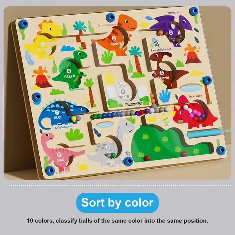 Sfera magnetica Puzzle Labirinto Dinosauro Magnete Labirinto Bordo per bambini Numero di apprendimento Labirinto Set da gioco per pensiero logico Mano-occhio