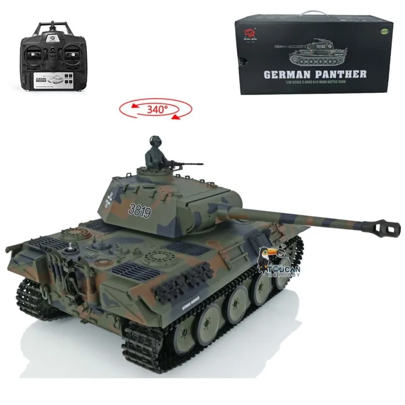 รถถัง Henglong 1/16 German Panther V RTR RC รุ่น 3819 พร้อมรีโมทคอนโทรล 2.4Ghz รุ่นพลาสติก 7.0 สำหรับเป็นของขวัญคริสต์มาส