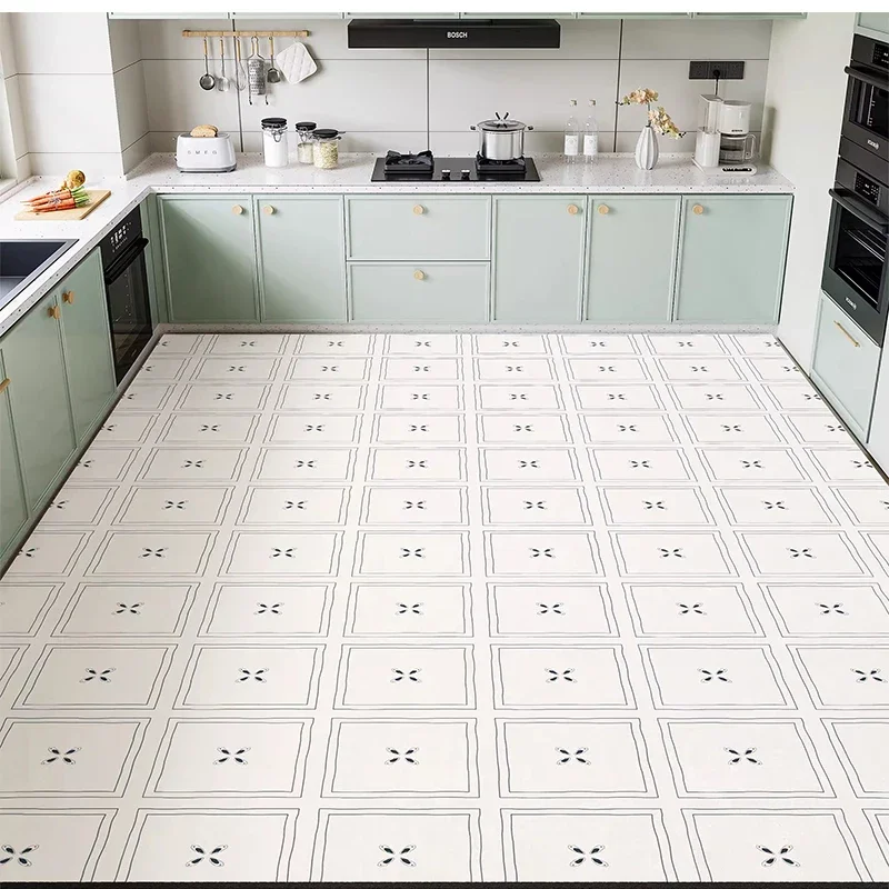 Kitchen Carpet Pvc Leather Waterproof Rug Fully Paved Large Size Carpets Non-slip Anti-oil Floor Mat Modern Home Decoration Rugs