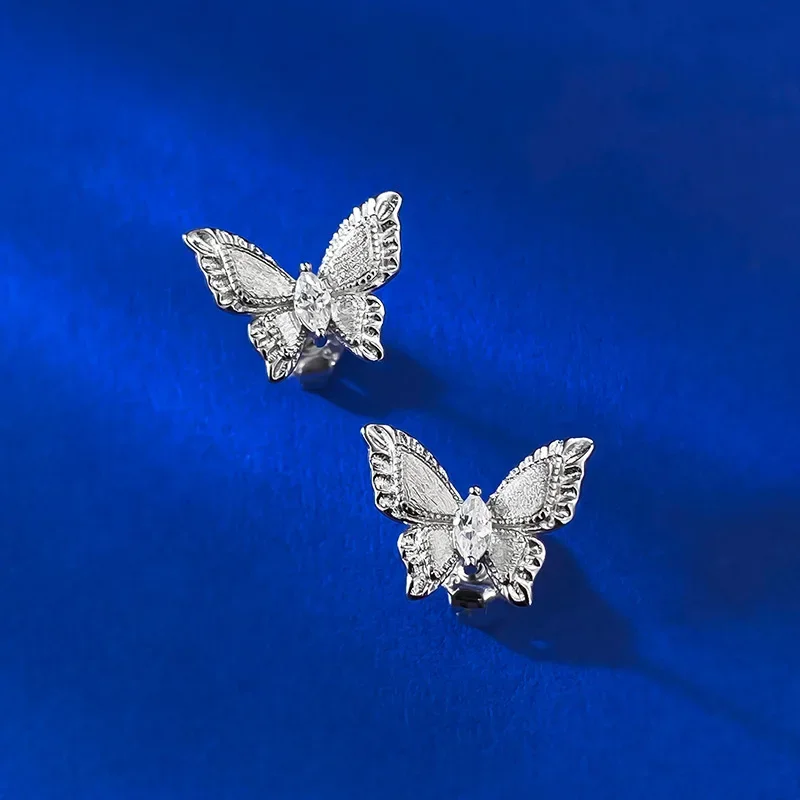 S925 pure silver plant series Gulas dreamy butterfly earrings fashionable and versatile high-end earrings