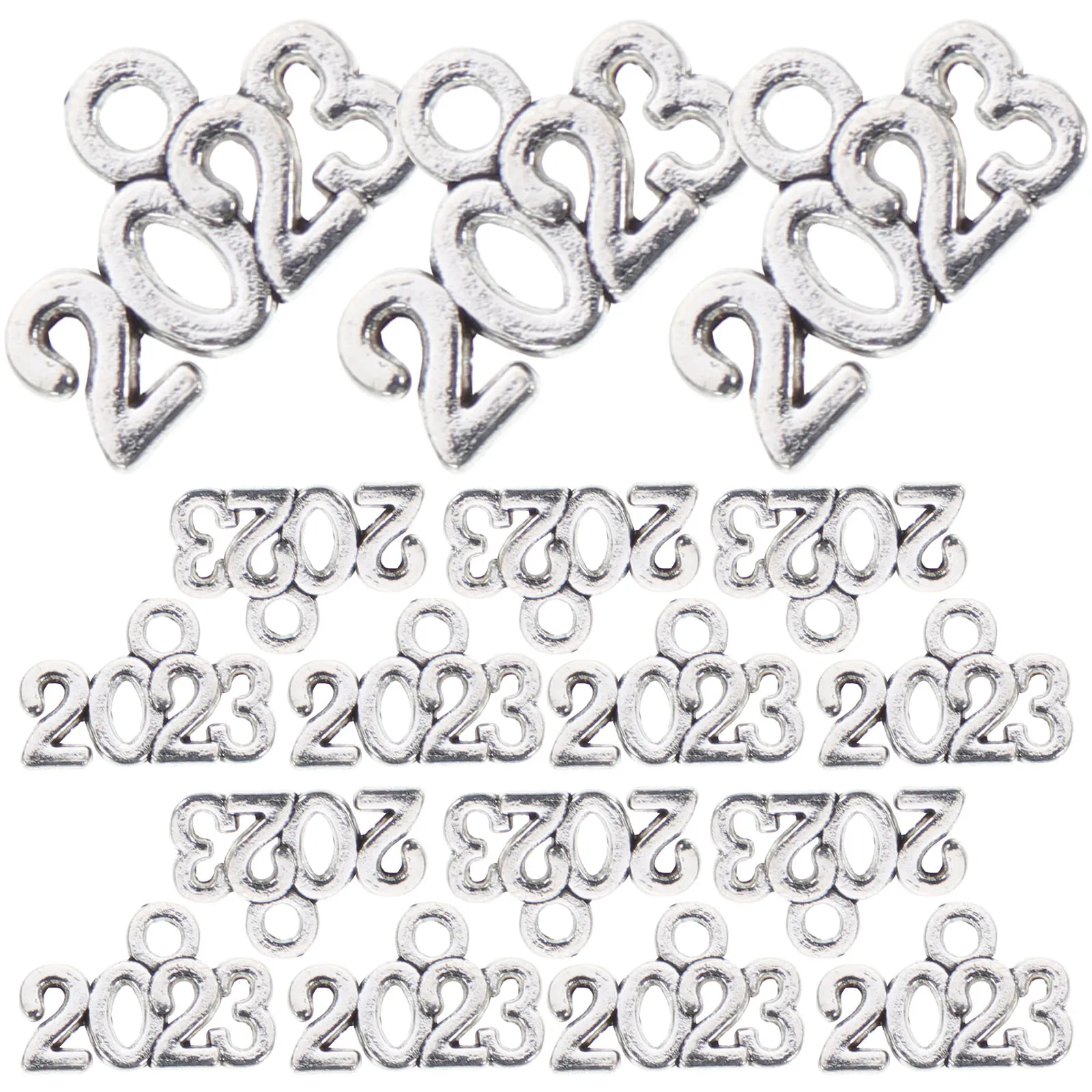 

100 pcs Digital Jewelry Year Letter Pendant Charms Zinc Alloy Durable 2023 Patterns DIY Necklace Bracelet Earrings Accessories