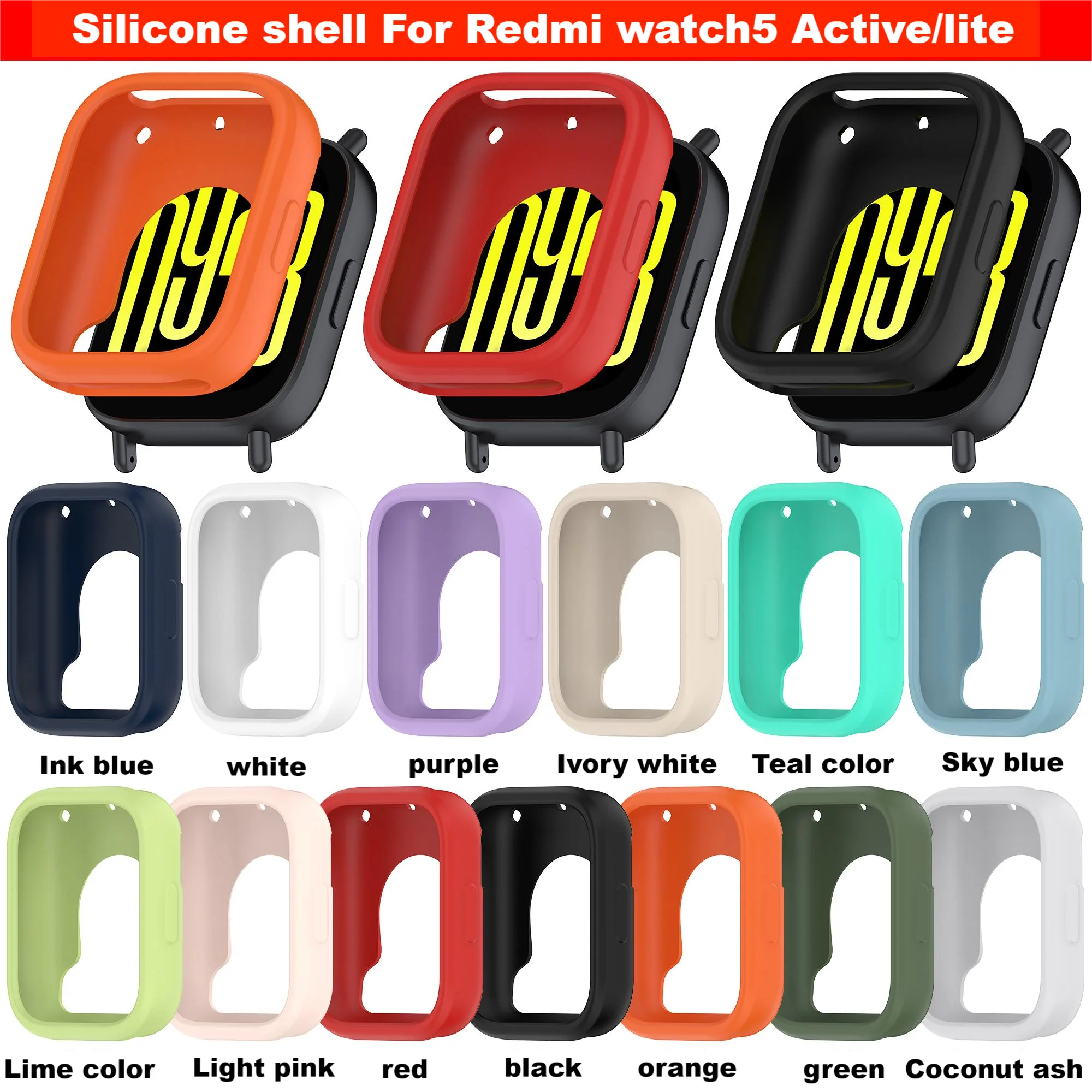 Silicone Soft Shell for Redmi Watch 5 Lite Watch 5 Active Smart Watch Anti-Drop Elastic Protective Shell for Redmi Watch5 Active