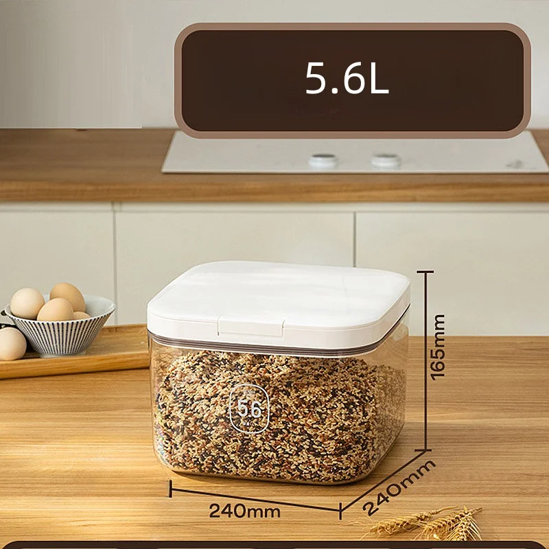 Imagem -06 - Caixa de Armazenamento de Plástico de Grande Capacidade Adequado para Recipientes de Armazenamento em Casa Adequado para Comida de Cão Comida de Gato Farinha e Cereal 4.5 l 5.6l