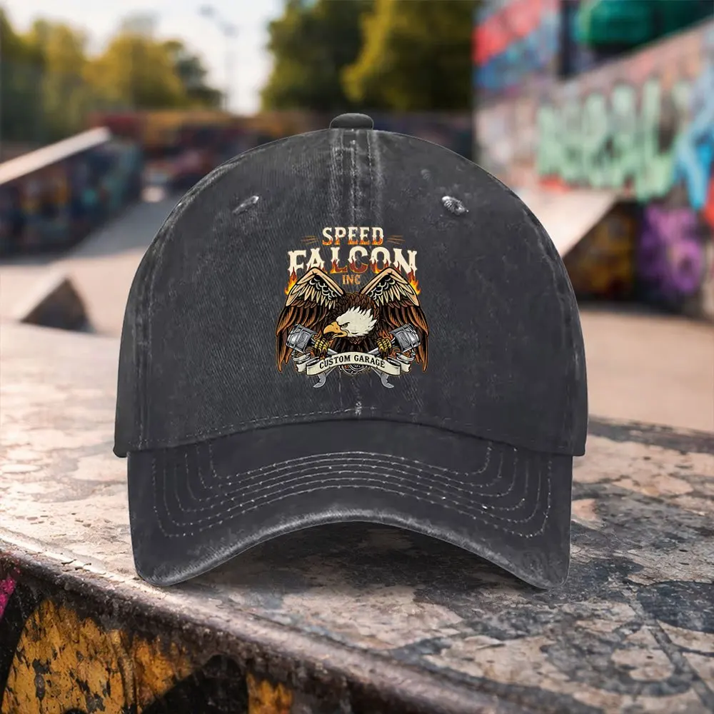 1pc Casual Fashion Falcon Piston Print Washed Baseball Cap Premium Versatile Outdoor Additions Unisex Duck Tongue Hat Suitable f
