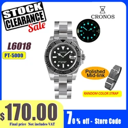 Cronos Sub Diver Man Watch Bidirectional Bezel 40mm 20ATM Water Resistant Brushed and Polish Mid-links Bracelet  Men's Watches
