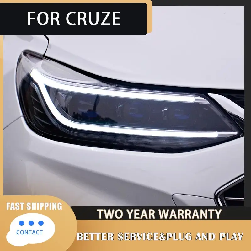 

Передняя фара в сборе для Chevrolet Cruze 2017-2019, подключи и работай с Φ DRL, динамическая Вращающаяся лампа, 1 пара