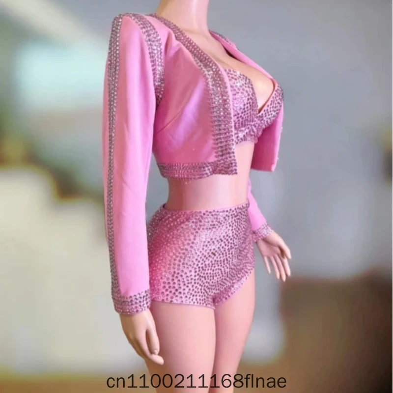 Modern Dance Performance Outfit, Nightclub Bar Full Diamond Split Bikini Jacket, Multiple Beautiful Singer Sets