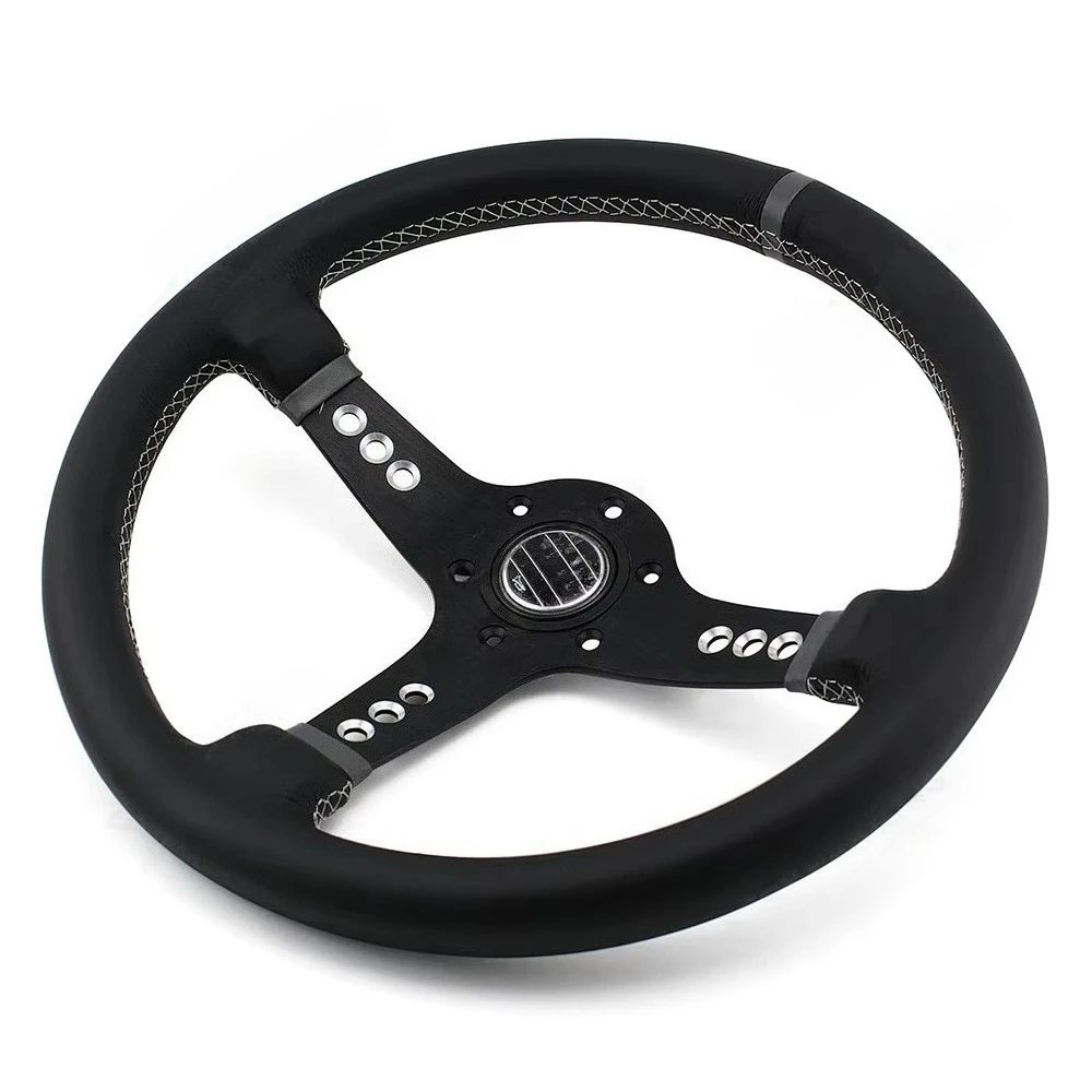 

Universal Aluminum Drift Sport Racing Steering Wheel 14 Inch Leather Car Steering Wheel With Horn Button