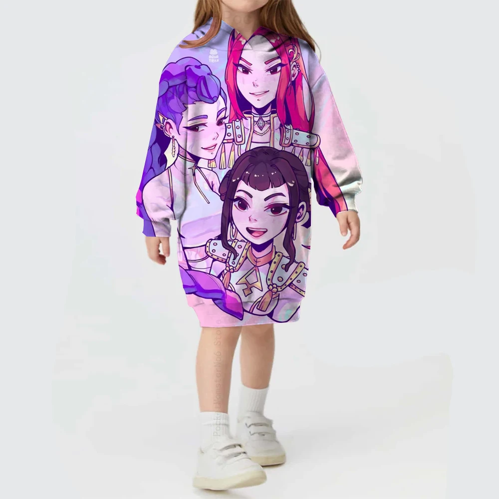 

Новое осенне-зимнее платье с капюшоном KPop для маленьких девочек, милое милое платье с капюшоном для девочек ﻿