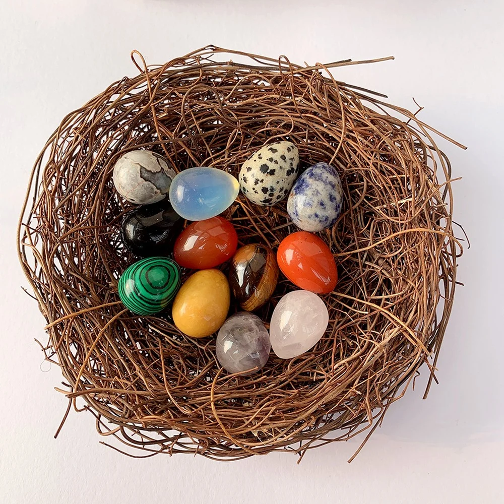 5/10/20pcs Natural Easter Egg Shaped Stones, Polished Quartz Tiger Eye Eggs, Seasonal Decorations, Handmade Natural Gemstones