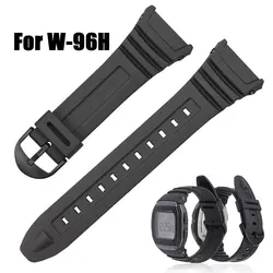 Universal Sports Silicone Strap Men Women Pin Buckle Soft Watchband Silicone Watch WristBand for C-asio W-96H Watch Accessories