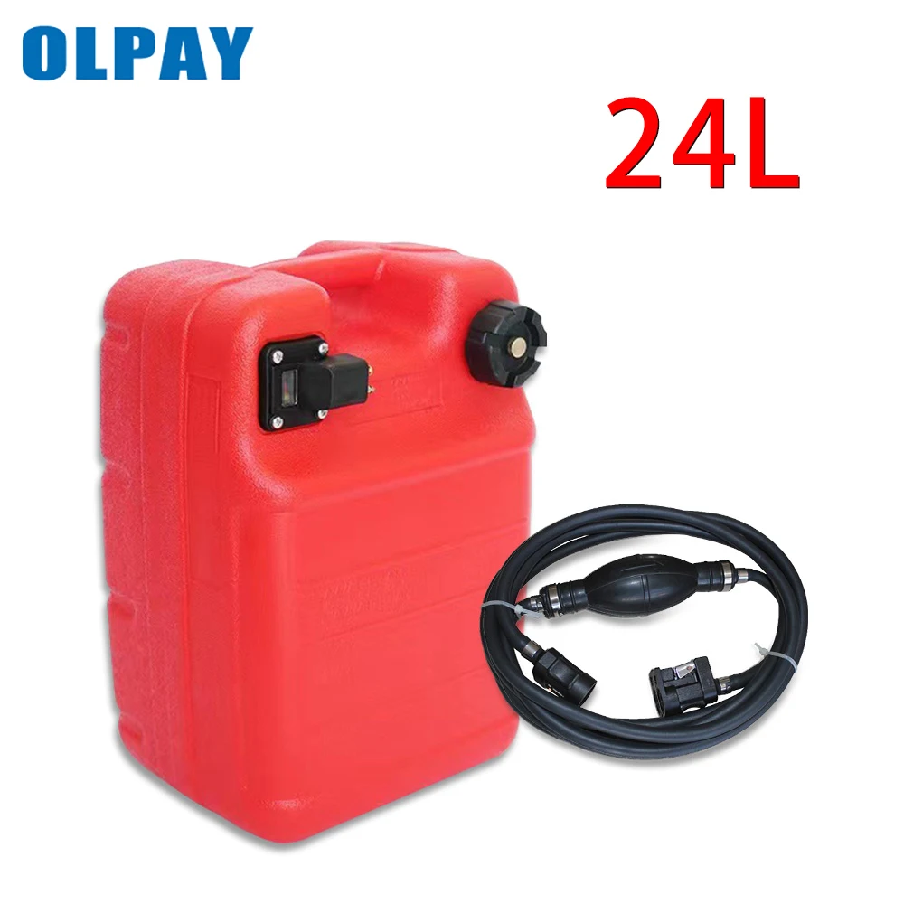 

24L Boat Outboard Fuel Tank Oil Box With Connector Red Plastic Anti-static Corrosion-resistant For Boats Yacht Engine Marine