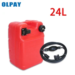 24L Boat Outboard Fuel Tank Oil Box With Connector Red Plastic Anti-static Corrosion-resistant For Boats Yacht Engine Marine