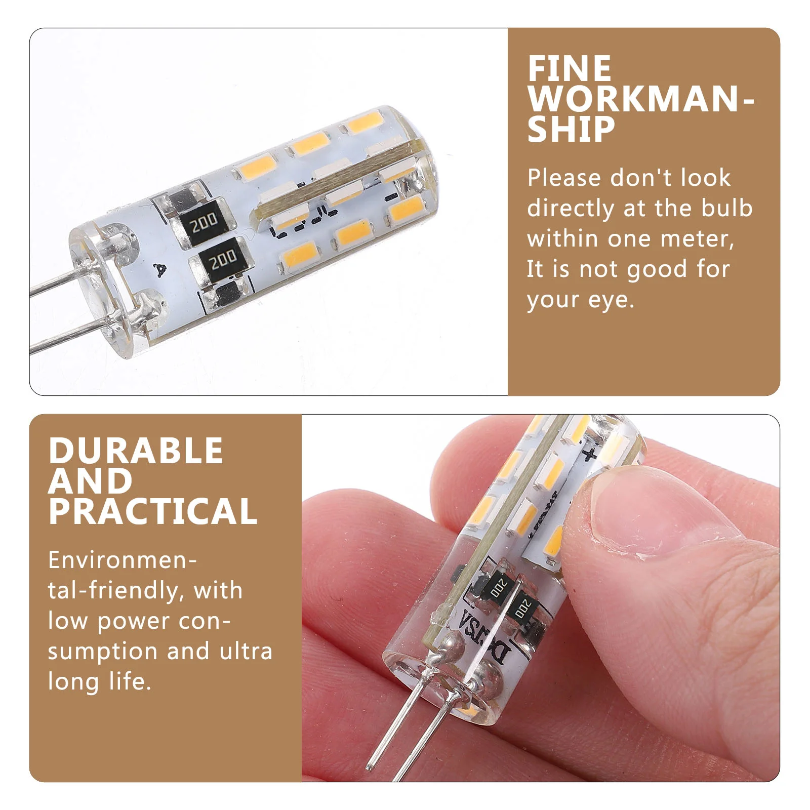 

10Pcs G4 LED Bulb Dc 12V 2 Watt Warm White 3014 Smd Energy-Saving Super Bright Light 2600-2900k Leorx G4 LED Bulb 12V