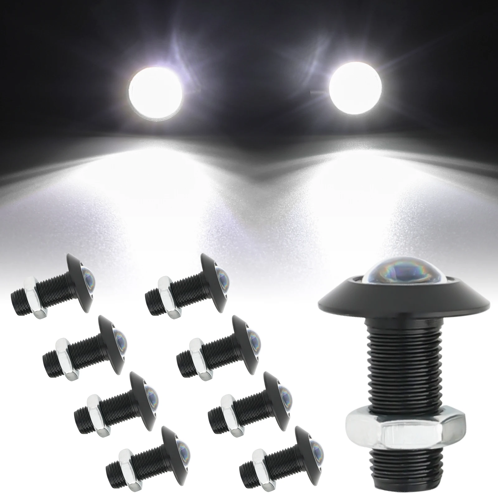 초박형 고출력 이글 아이 라이트, 자동차 오토바이 주간 주행등, DRL 테일 라이트, 리버스 벅 업 라이트, 화이트 12V, 8x, 23mm