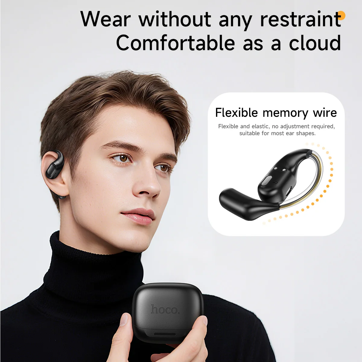 HOCO Open-Ear Wireless Bluetooth 5.4 Earphones with Digital Display Charging Box 8H HiFi Audio Music Sports OWS Ear Hook Earbuds