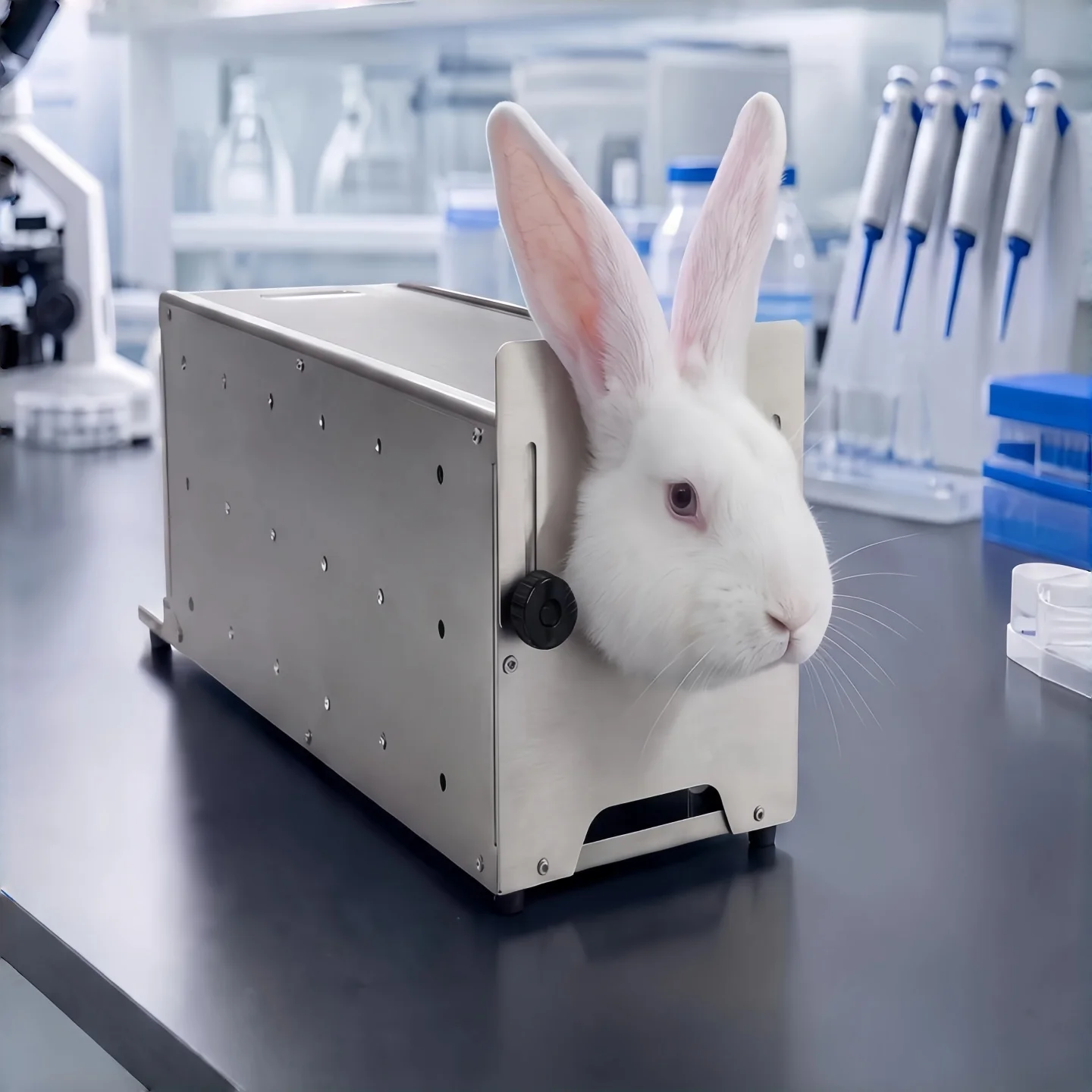 Stainless steel rabbit fixator adjustable rabbit fixation tube animal experiment blood collection injection restraint device