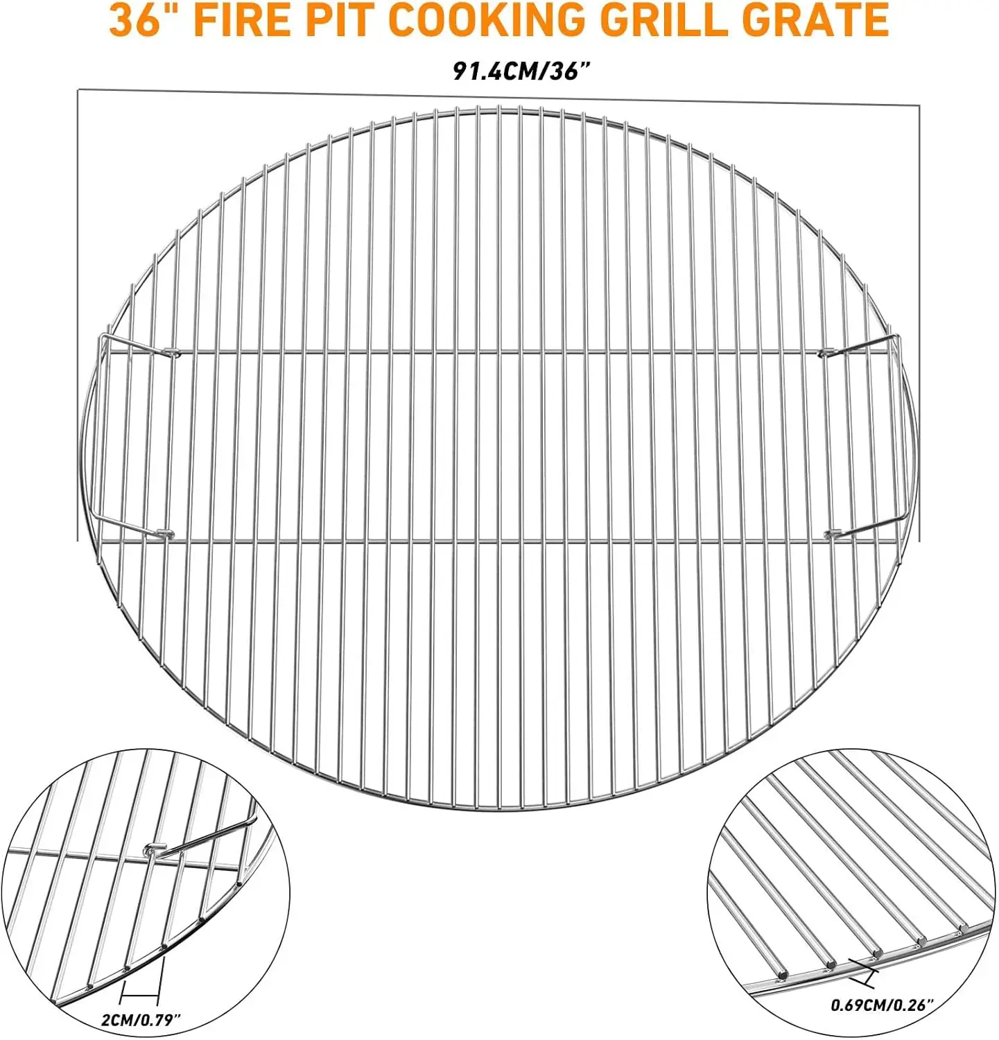 BBQ Cooking Grate, Stainless Steel Fire Pit Grate, Cladding Rod Barbecue Grill Grate