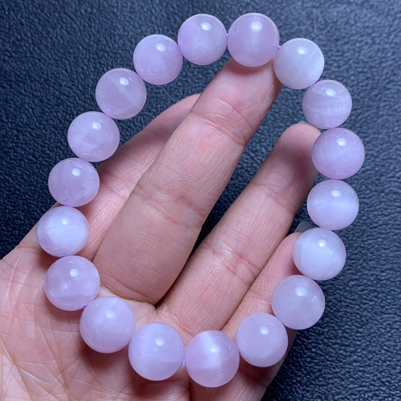 

Natural Top Rare Purple Lepidolite Bracelet Ice Texture Lavender Purple Amethyst Quartz Round Kunzite Bracelets Women