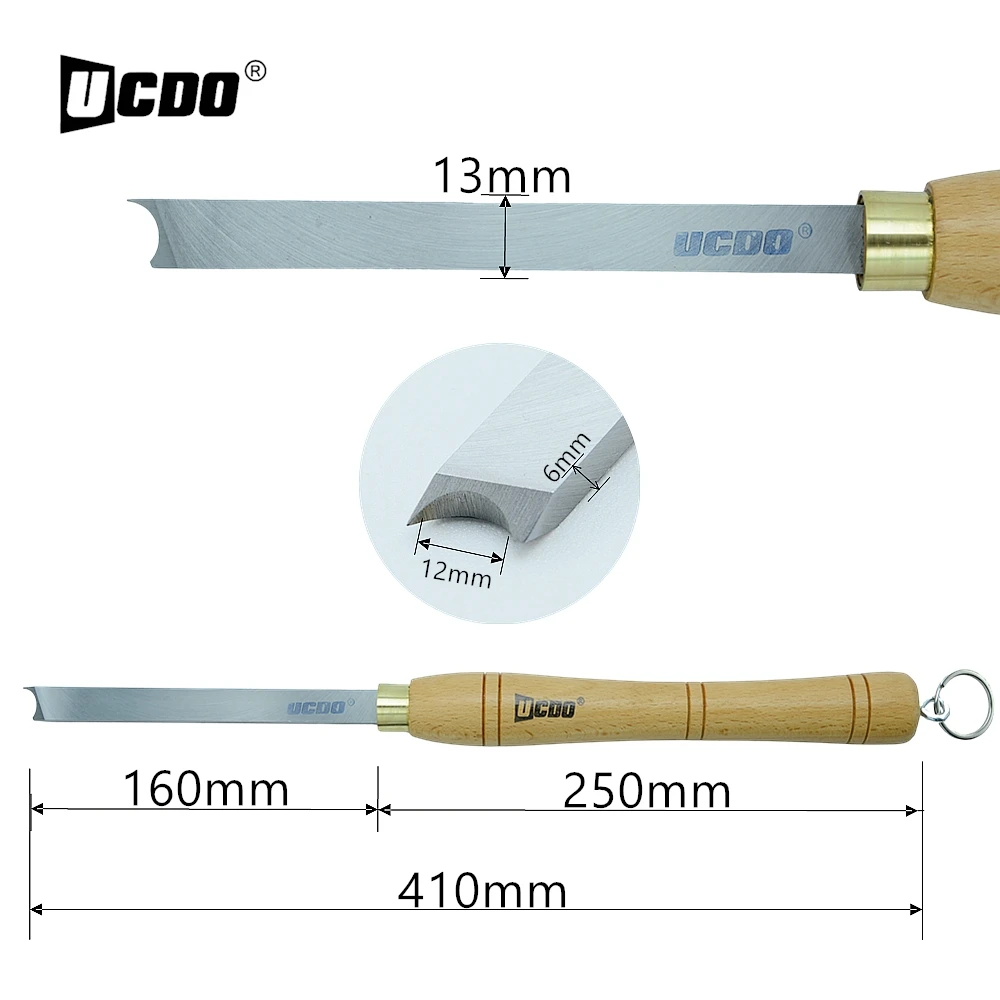 UCDO HSS Lathe Woodturning Ring Chisel 13mm Solid Wood Handle With Hanging Loop Wood Turning Tools for Lathe