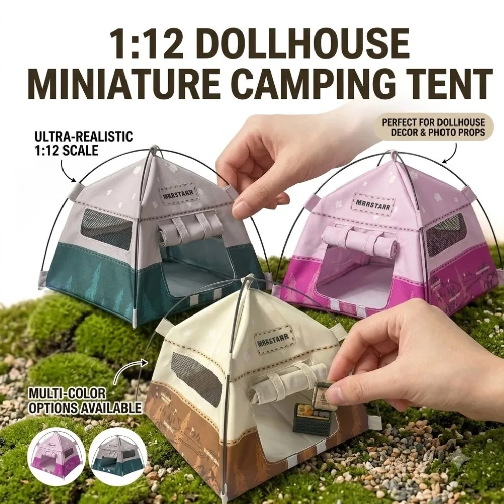 1:12 Miniatur-Campingzelt-Modell, Realistisches Stoffzelt für Actionfiguren, Dekoration für winzige Szenen & Fotografie-Requisiten