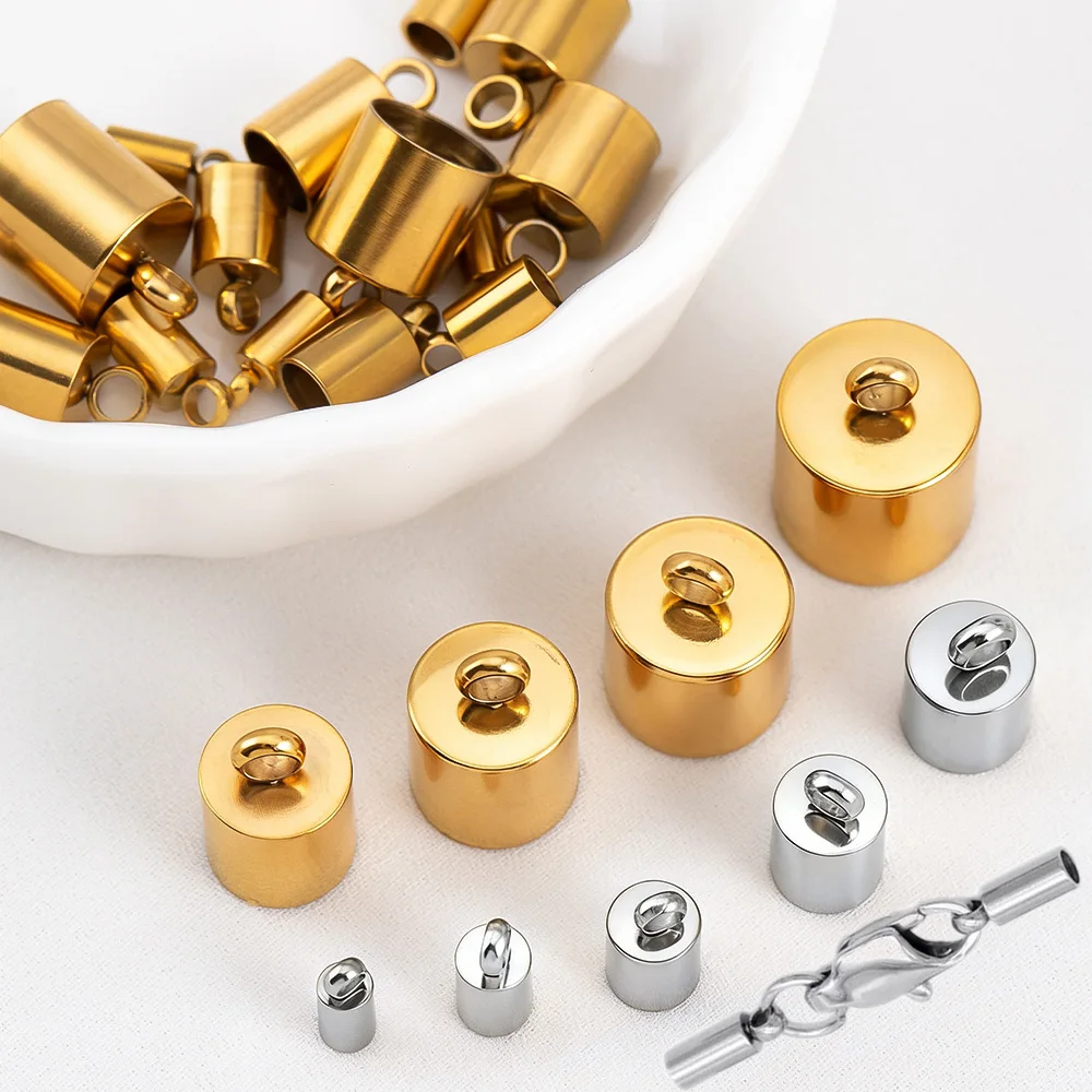 

10pcs End Caps Fit 2-10mm Stainless Steel Tassel Leather Cord End Caps for DIY Bracelet Charm Jewelry Making Component Wholesale