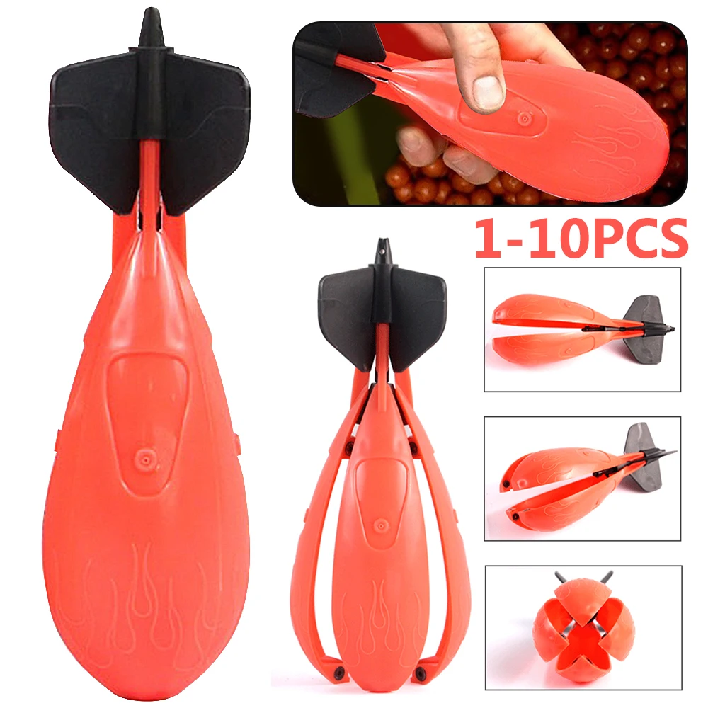 1-10 Pcs Carp Fishing Rocket Feeder Spod Bomb Float Lure Bait Holder Spomb Pellet Feeders Position Fishing Gear Accessories