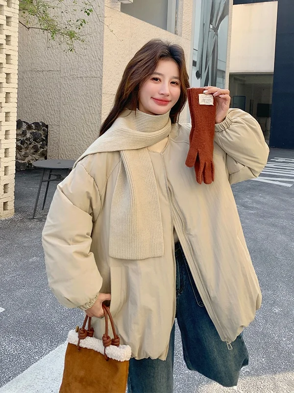 Khaki Thi Warm Women's ort down Jaet 2025 New Korean Sle Slimming 90 White Du down Coat with kets Casual Loose Fit