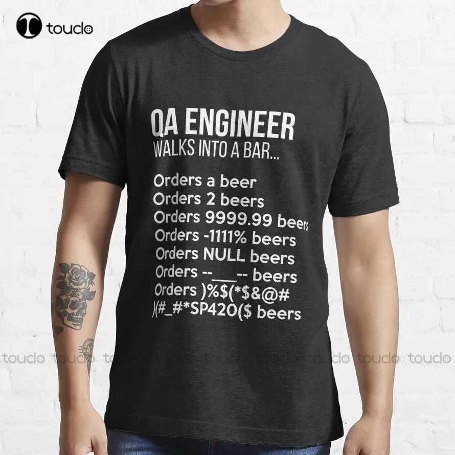 Qa Engineer Walks Into A Bar Funny Debugging T-Shirt Short Sleeve Shirts For Women O-Neck Streetwear Oversized Men Tee Shirts