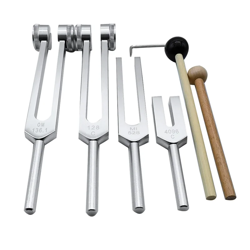 

Dependable-4Pcs Tuning Fork Set(128Hz, OM, 136.1Hz, MI 528Hz, 4096Hz),For Healing Chakra,Sound Therapy,Reliever Stress