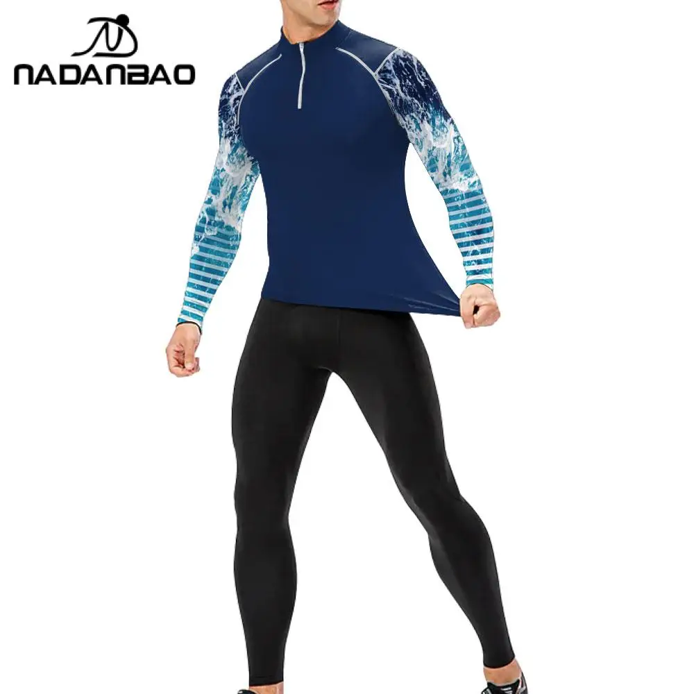 Nadanbao Men Swim Surfing T-shirt Long Sleeves Outdoor Sport T Shirt Surfing Beachwear Upf 50+ Uv Protection Sunscreen Sweatshir