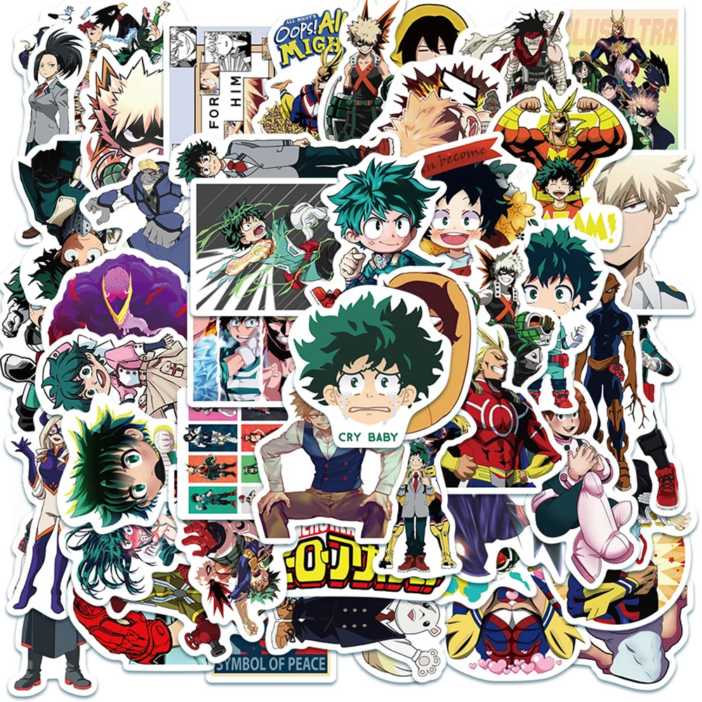 10/30/50/100pcs naklejki mój bohater Academia Anime fajne Midoriya Izuku kreskówka Graffiti naklejki na telefon deskorolka Laptop Manga naklejka