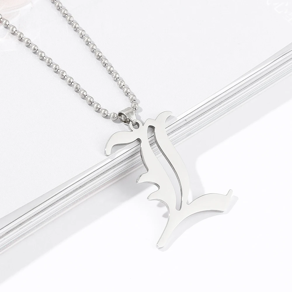 Death Note L Buchstaben-Halskette Kreative Mode Edelstahl Perlenkette Anhänger Cosplay Schmuck Geschenk für Anime-Fans – Detail 6
