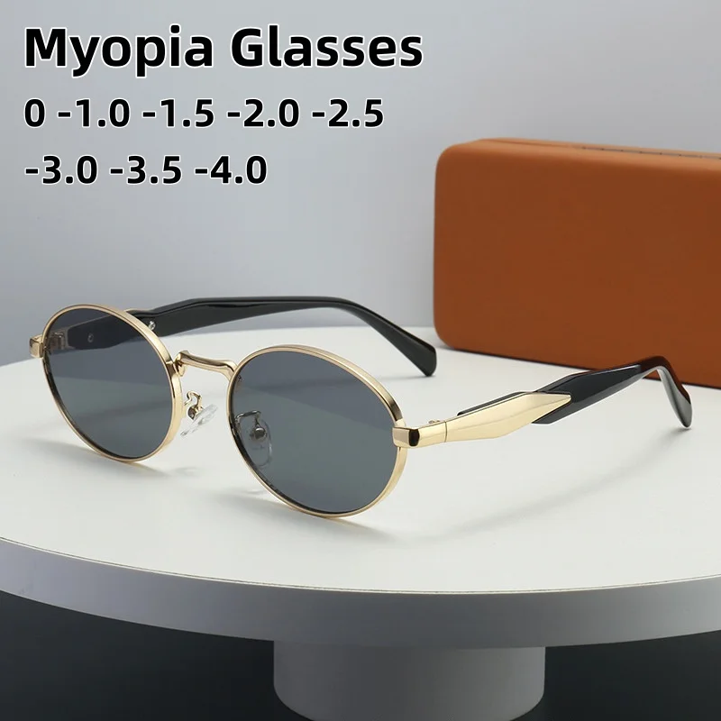 

Fashion and High-end Oval Metal Frame Myopia Glasses Retro and Versatile Light Luxury Sunglasses for Men and Women's Travel