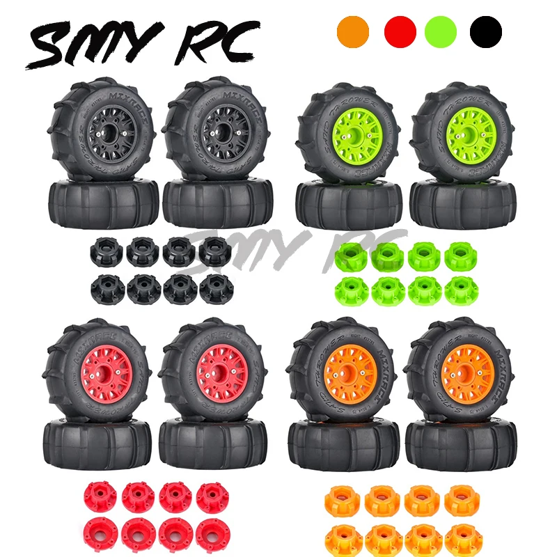 

4Pcs 116mm 1/8 1/10 Short Course Truck Sand Tire with 12mm 14mm 17mm Wheel Hex for Slash ARRMA SENTON Vkar SCTX10 RC Car